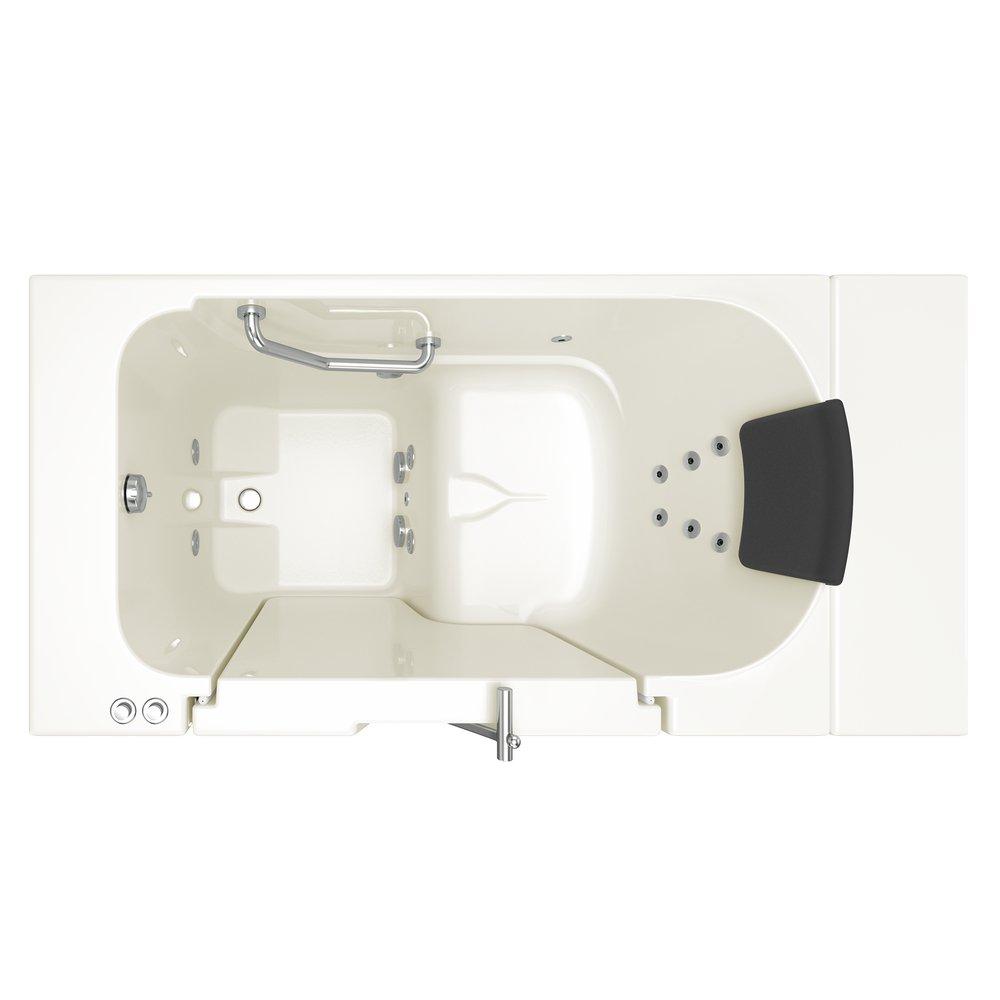 American Standard Linen 52 x 30 in. 12-Jet Gelcoat and Fiberglass Rectangle Built-In 3-Wall Alcove Bathtub with Left Drain 