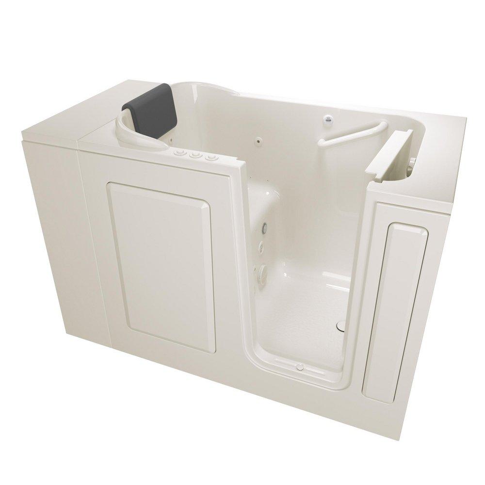 American Standard Linen 48 x 28-1/2 in. 39-Jet Acrylic, Fiberglass and Gelcoat Rectangle Built-In 3-Wall Alcove Bathtub with Right Drain 