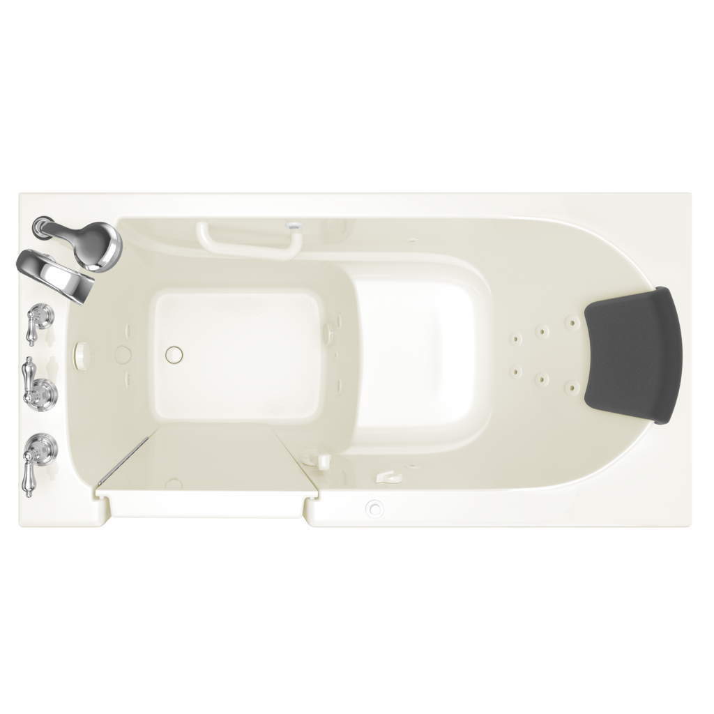 American Standard White 59-1/2 x 29-3/4 in. 13-Jet Gelcoat and Fiberglass Rectangle Built-In 3-Wall Alcove Bathtub with Left Drain 