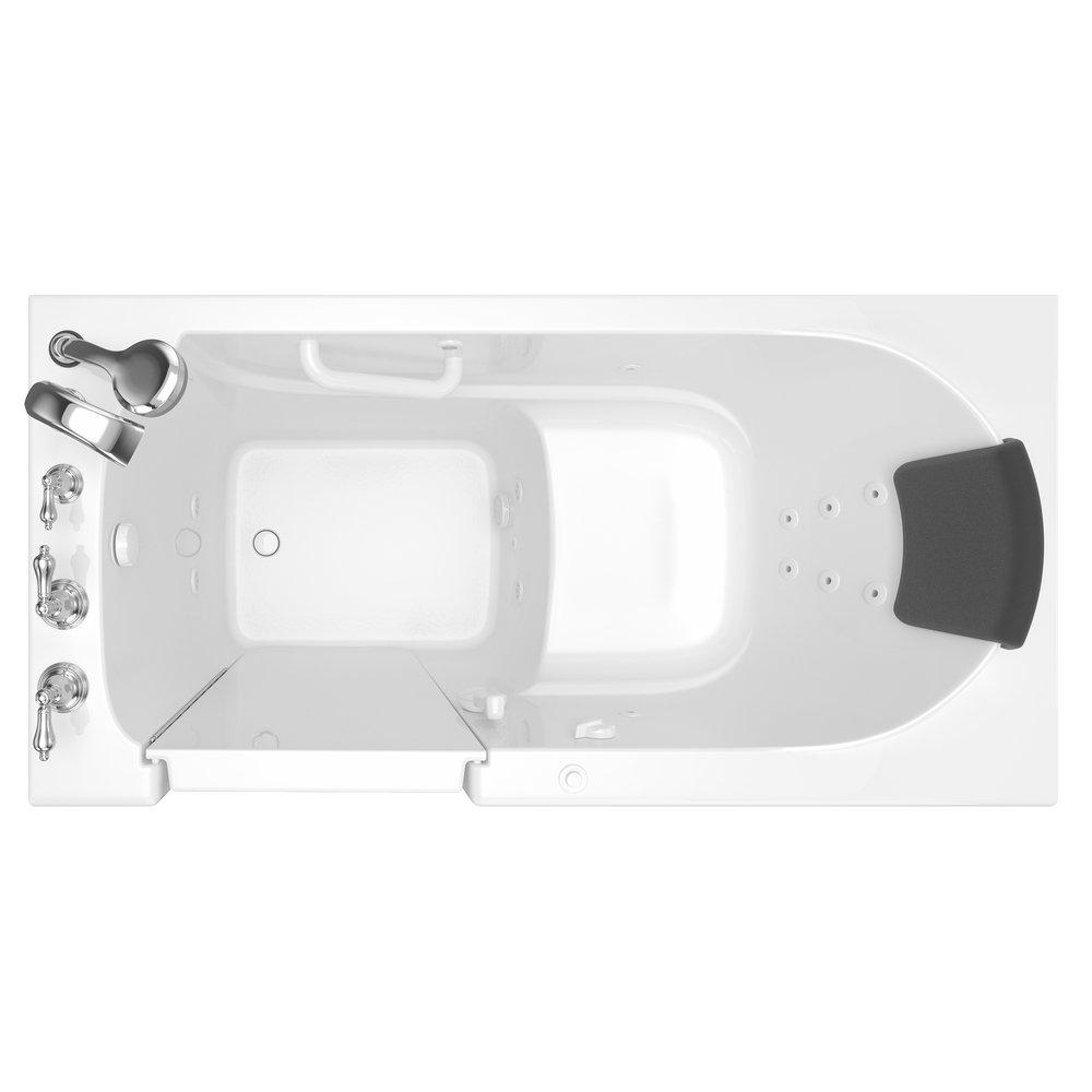 American Standard White 59-1/2 x 29-3/4 in. 13-Jet Gelcoat and Fiberglass Rectangle Built-In 3-Wall Alcove Bathtub with Left Drain 