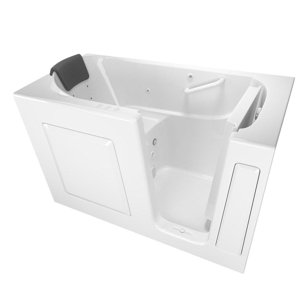 American Standard White 59-1/2 x 29-3/4 in. 39-Jet Gelcoat and Fiberglass Rectangle Built-In 3-Wall Alcove Bathtub with Right Drain 
