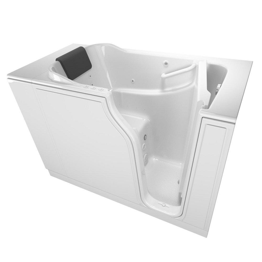American Standard White 51-1/2 x 29-3/4 in. 39-Jet Gelcoat and Fiberglass Rectangle Built-In 3-Wall Alcove Bathtub with Right Drain 