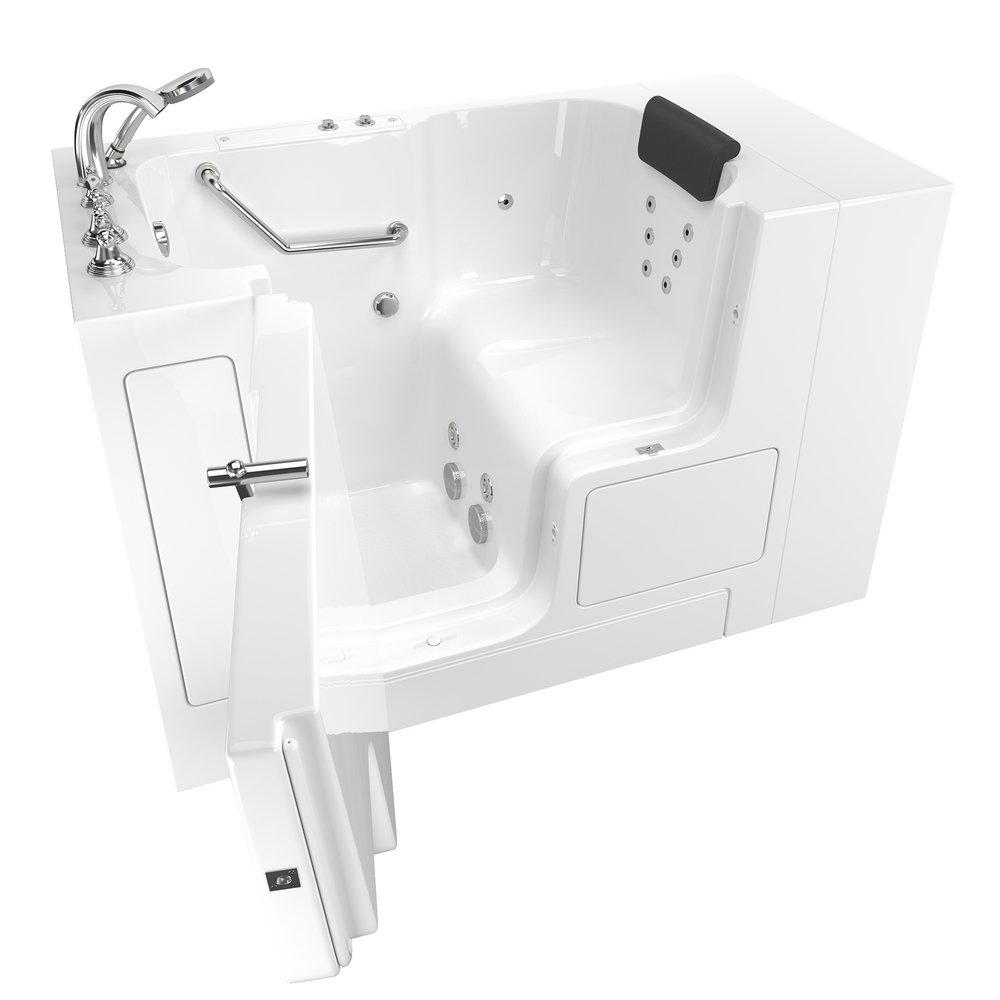 American Standard White 52 x 32 in. 12-Jet Gelcoat Rectangle Built-In Bathtub with Left Drain 