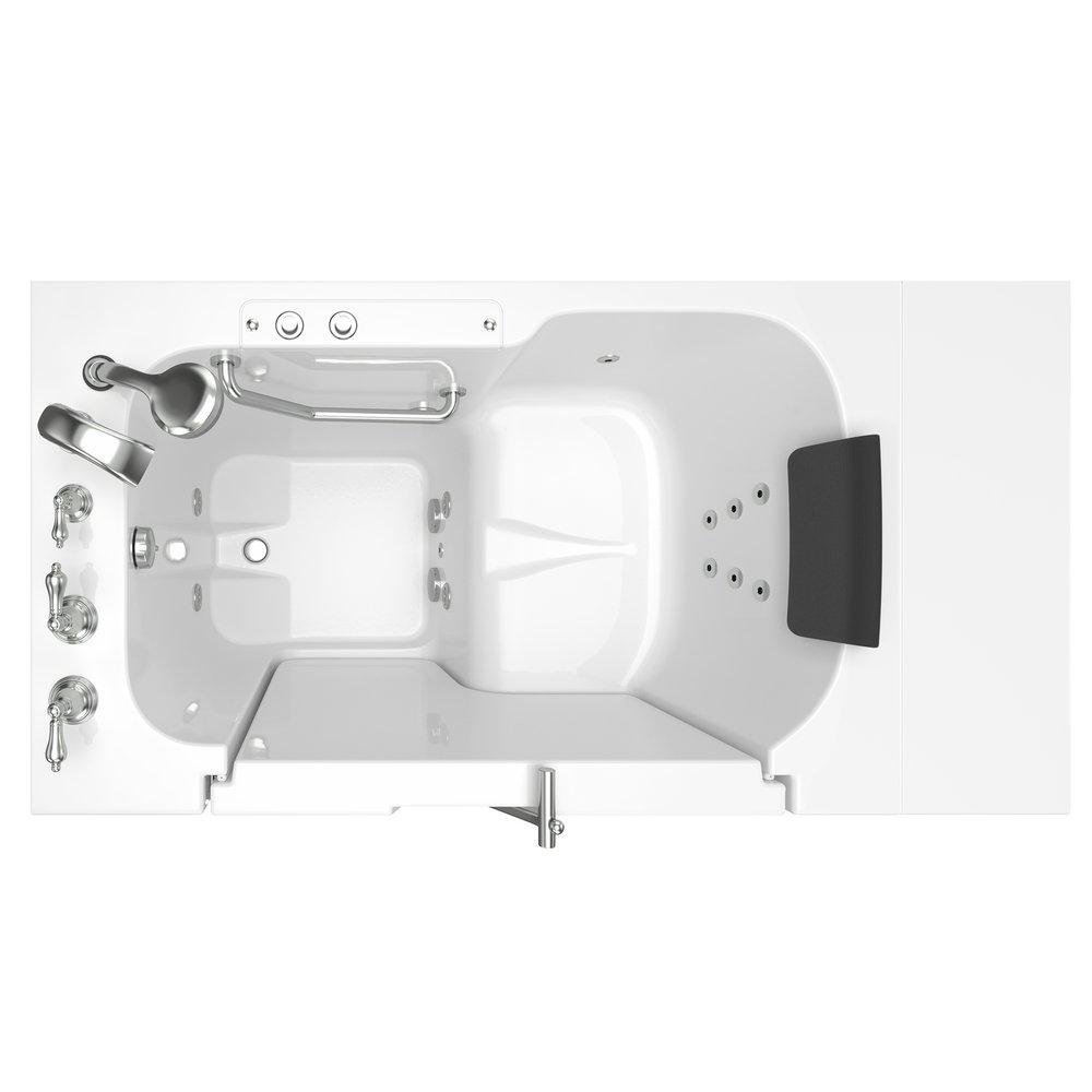 American Standard White 52 x 32 in. 12-Jet Gelcoat Rectangle Built-In Bathtub with Left Drain 