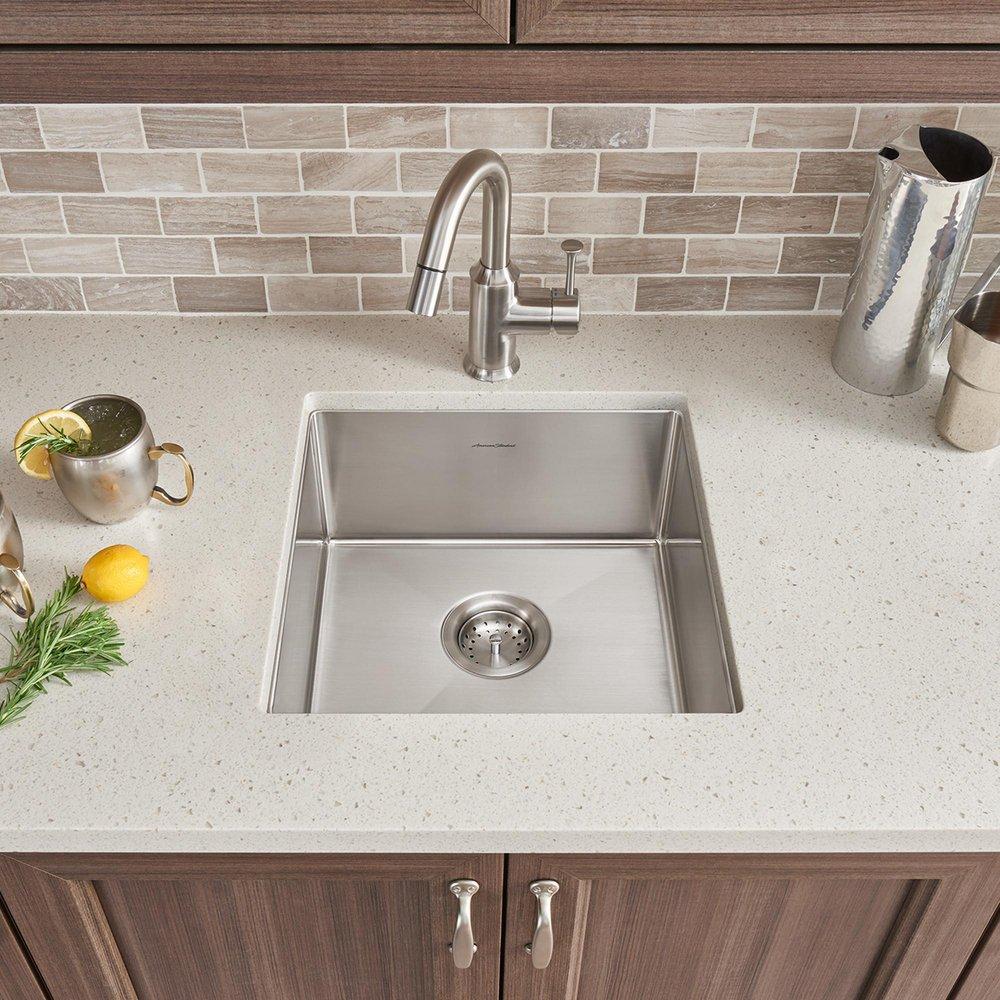 American Standard Stainless Steel 35 x 18 in. No Hole Double Bowl Undermount Kitchen Sink 