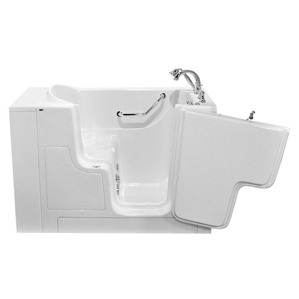 American Standard White 52 x 30 in. 6-Jet Gelcoat and Fiberglass Rectangle Built-In 3-Wall Alcove Bathtub with Right Drain 