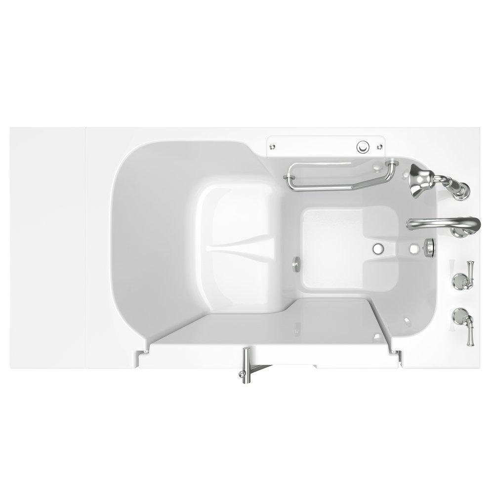 American Standard White/Polished Chrome 52 x 32 in. Gelcoat Rectangle Walk-In and Built-In Bathtub with Right Drain 