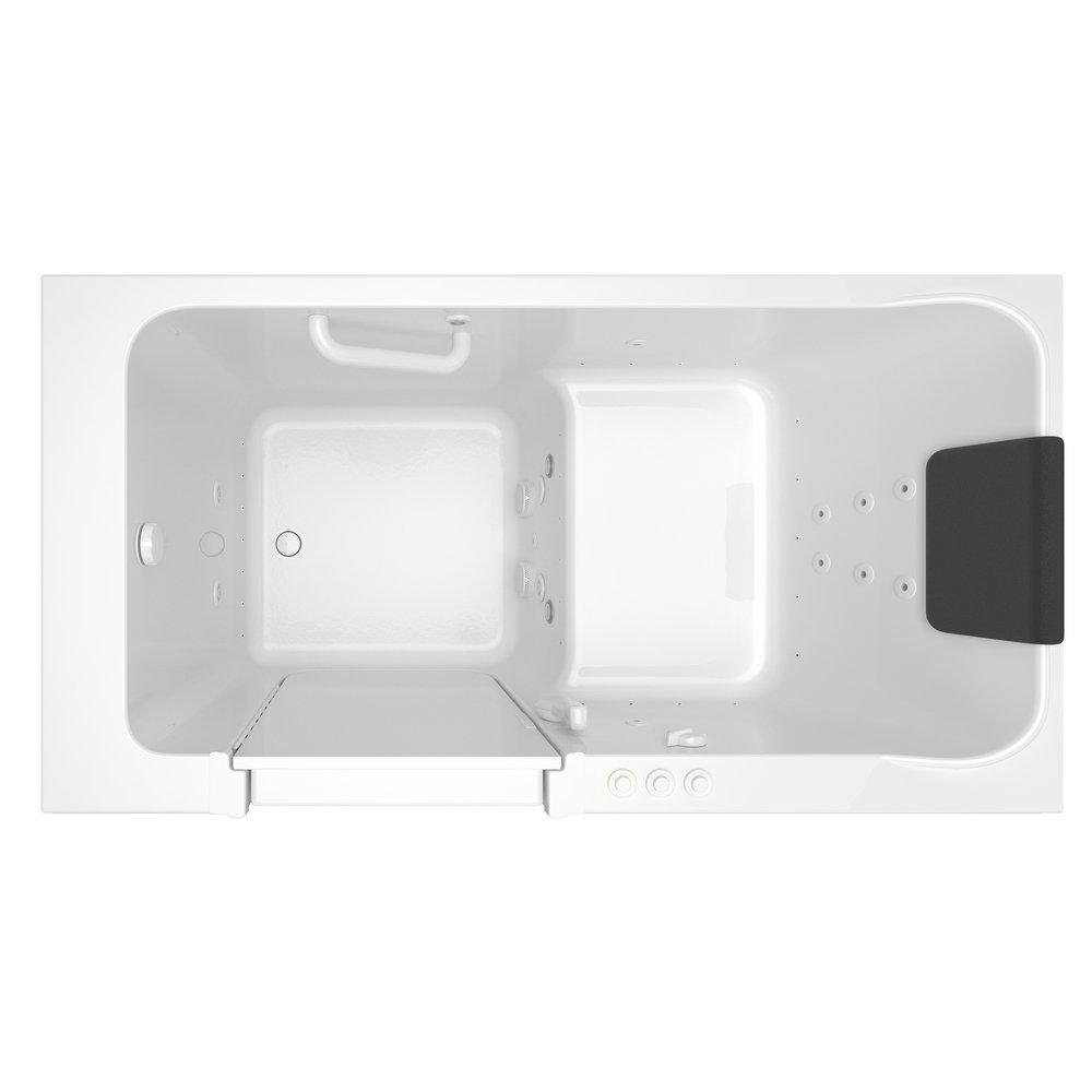 American Standard White 59-3/4 x 32 in. 39-Jet Acrylic Rectangle Built-In and 3-Wall Alcove Bathtub with Left Drain 