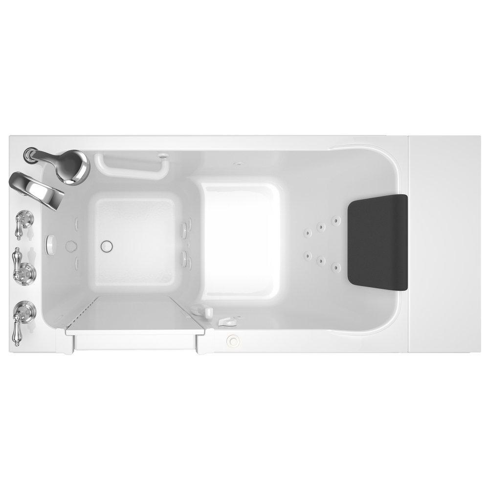 American Standard White 48 x 28 in. 13-Jet Acrylic, Fiberglass and Gelcoat Rectangle Built-In 3-Wall Alcove Bathtub with Left Drain 