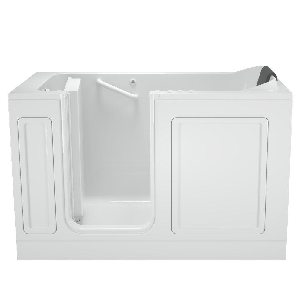 American Standard Linen 59-3/4 x 32 in. 39-Jet Acrylic Rectangle Built-In and 3-Wall Alcove Bathtub with Left Drain 