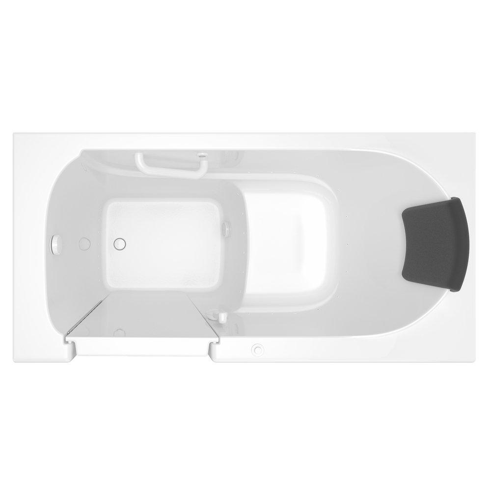 American Standard White 59-1/2 x 29-3/4 in. 26-Jet Gelcoat and Fiberglass Rectangle Built-In 3-Wall Alcove Bathtub with Left Drain 