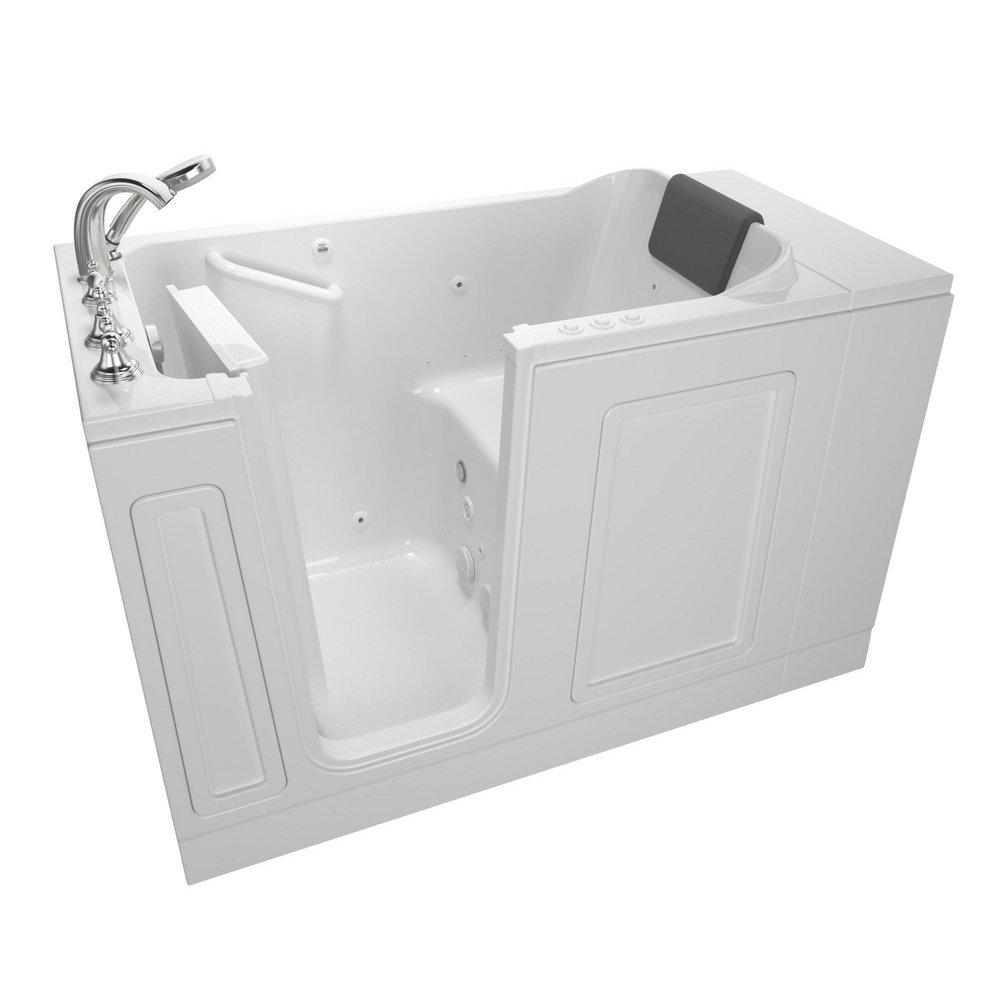 American Standard White 50-1/2 x 30 in. 39-Jet Acrylic Rectangle Built-In and 3-Wall Alcove Bathtub with Left Drain 