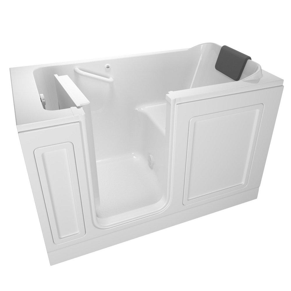 American Standard White 59-3/4 x 32 in. Acrylic Rectangle Walk-In and Built-In Bathtub with Left Drain 