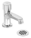 Single Handle Metering Bathroom Sink Faucet in Polished Chrome