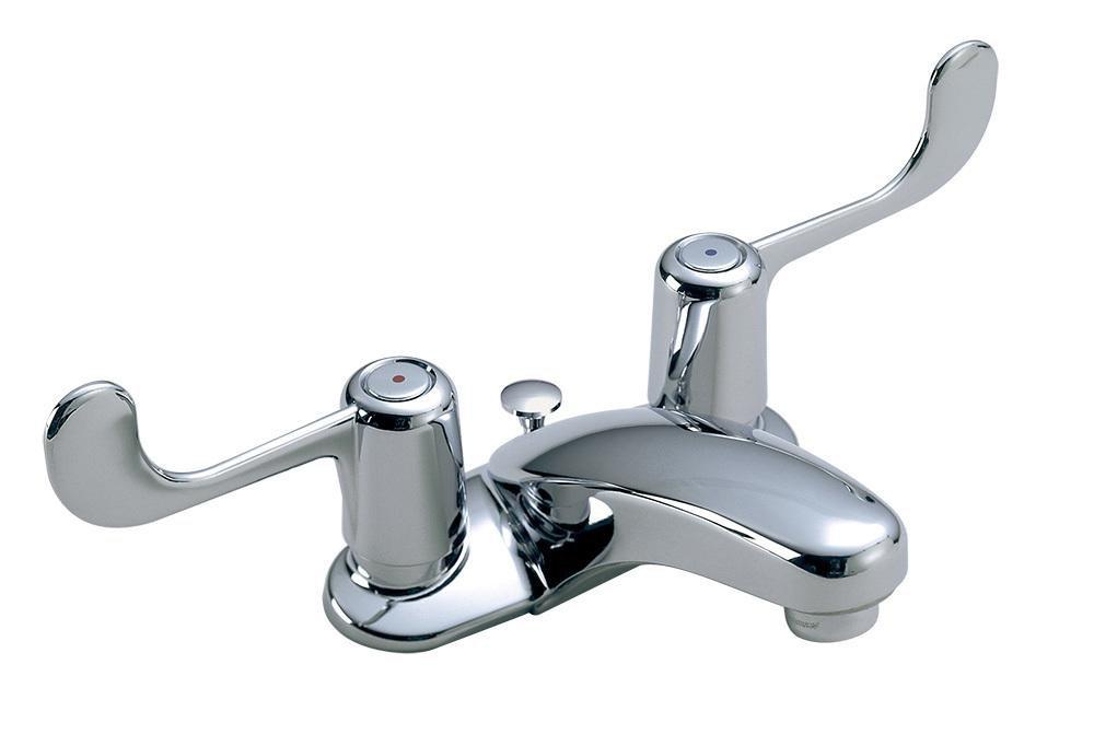 Symmons Industries Polished Chrome 0.5 gpm 2 Hole Deck Mount Institutional Sink Faucet with Double Wristblade Handle 