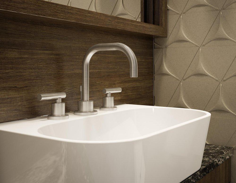 Symmons Industries Satin Nickel 1.5 gpm 3 Hole Deck Mount Widespread Bathroom Sink Faucet with Double Lever Handle 