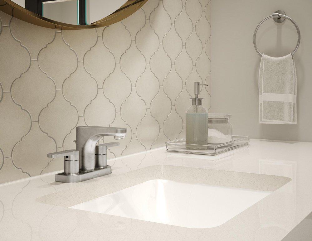 Symmons Industries Satin Nickel Two Handle Centerset Bathroom Sink Faucet 