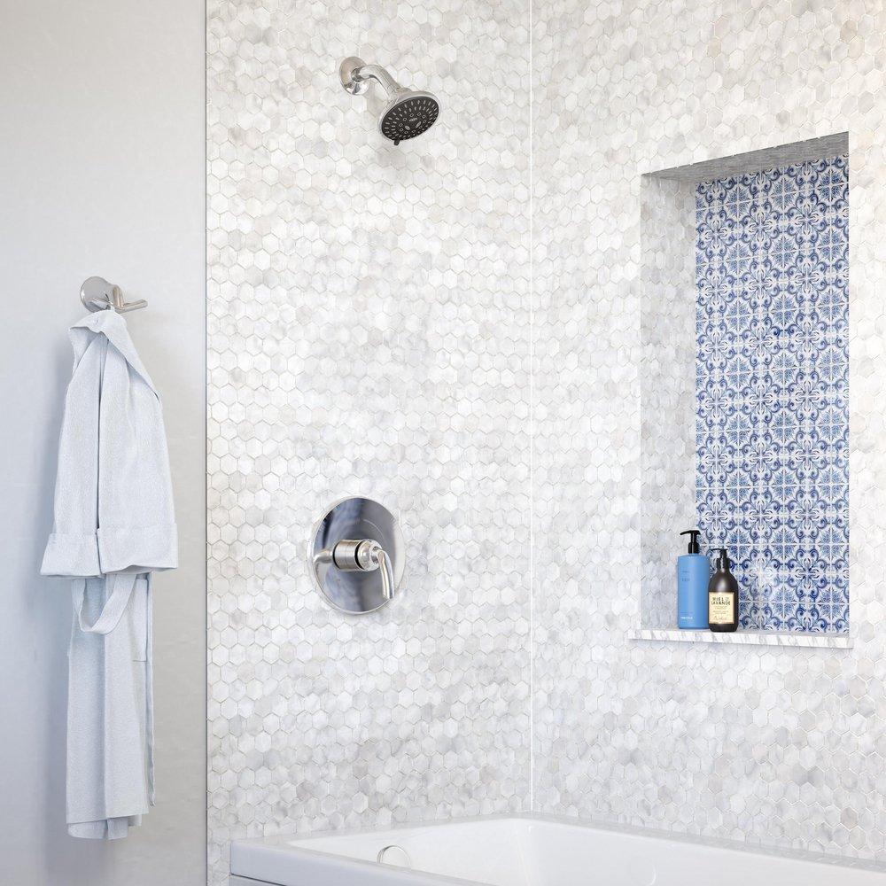 Symmons Industries Polished Chrome 1.5 gpm Pressure Balance Shower Faucet Trim Only with Single Lever Handle 