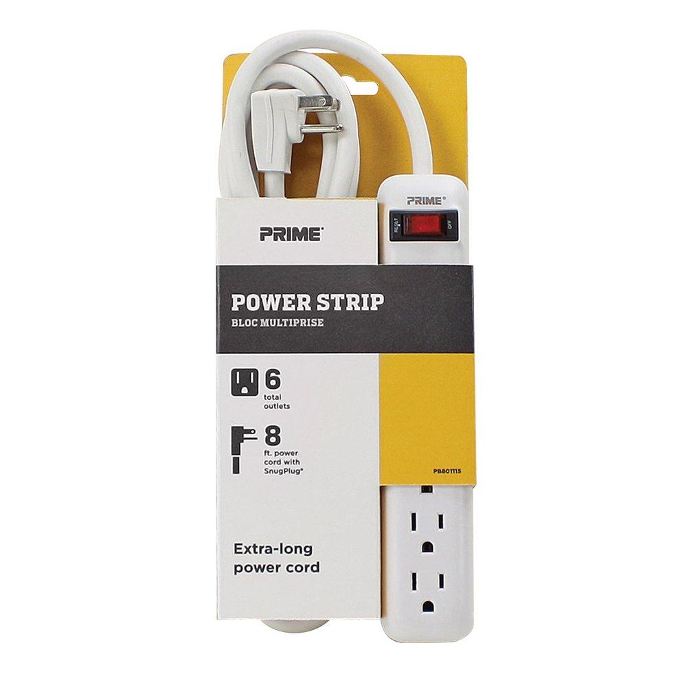 PRIME&reg; Matte White 14/3 ga 6-Outlet Surge Protector 