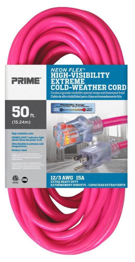 PRIME® High Visibility Pink Extension Cord in Neon Pink 
