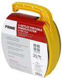 PRIME&reg; Black/Yellow 25 ft. 4-Outlet Surge Protector 