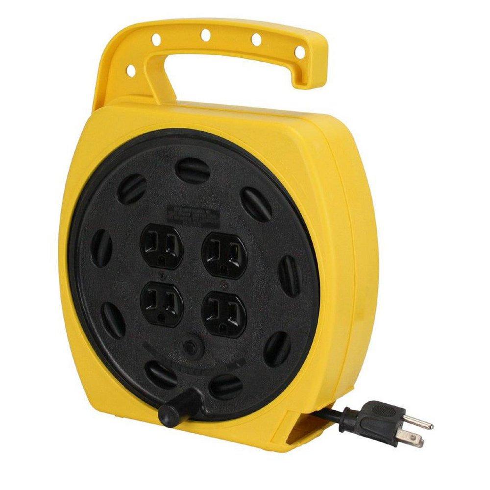 PRIME&reg; Black/Yellow 25 ft. 4-Outlet Surge Protector 