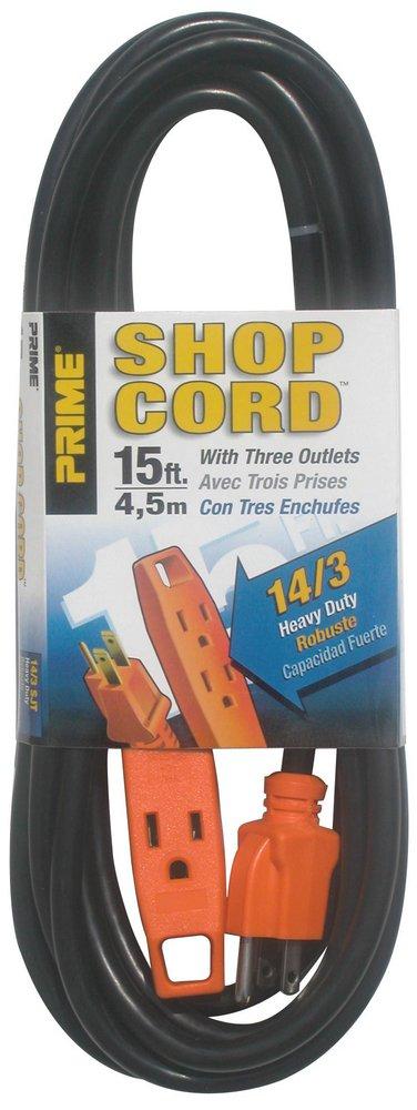PRIME® Black 3-Outlet Shop Cord in Black and Orange 