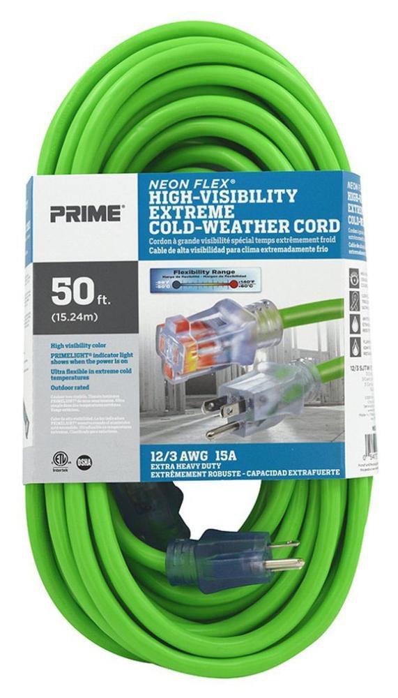 PRIME&reg; High Visibility Green Extension Cord in Neon Green 