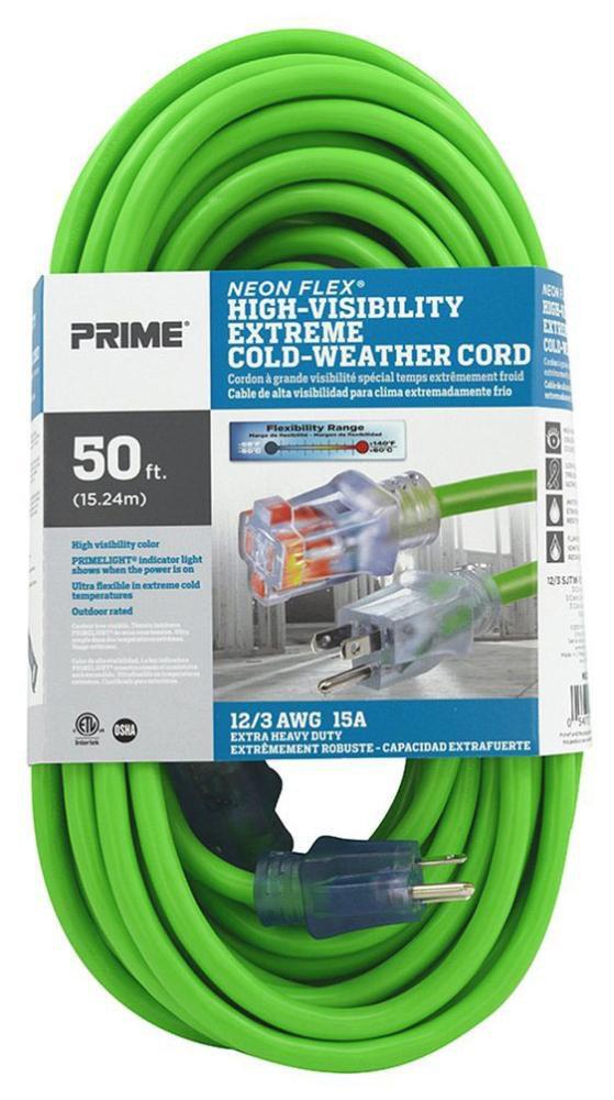 PRIME® High Visibility Green Extension Cord in Neon Green 