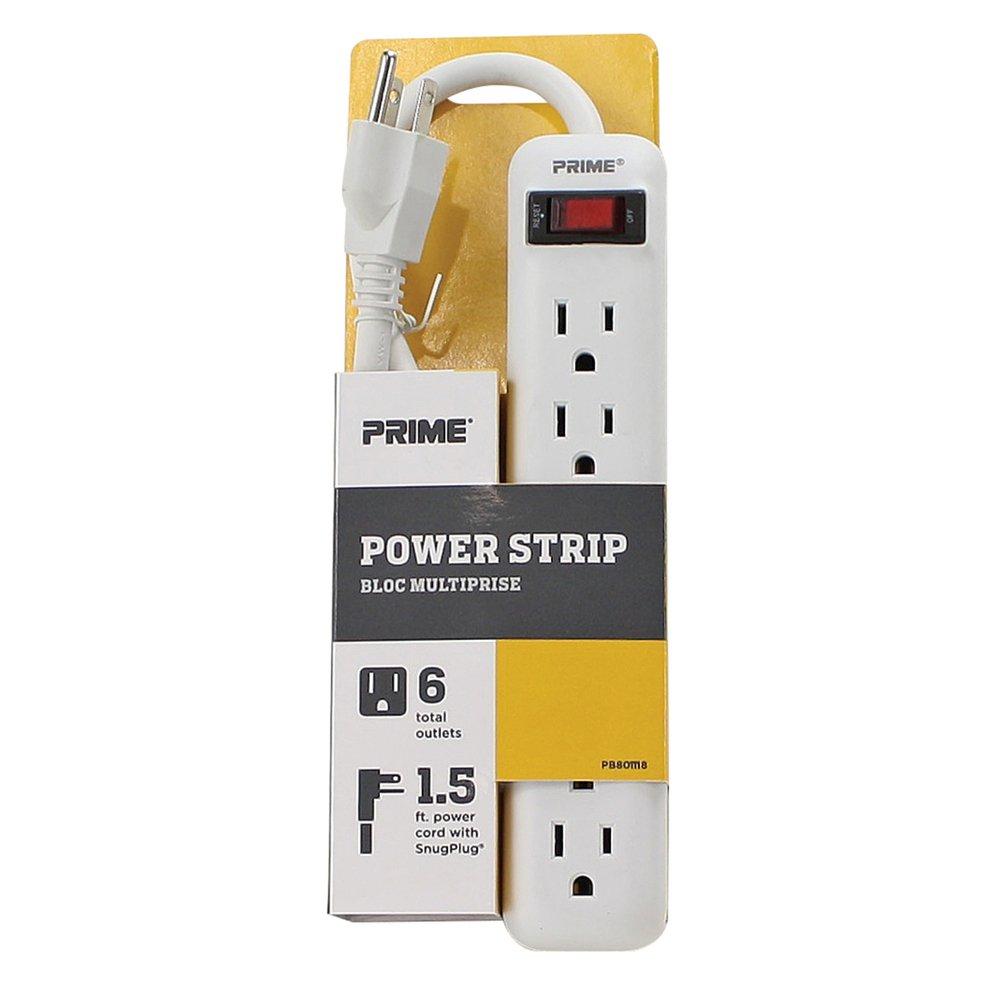 PRIME® Matte White 14/3 ga 6-Outlet Surge Protector 