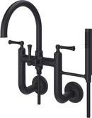 Two Handle Wall Mount Tub Filler with Handshower in Tuscan Bronze