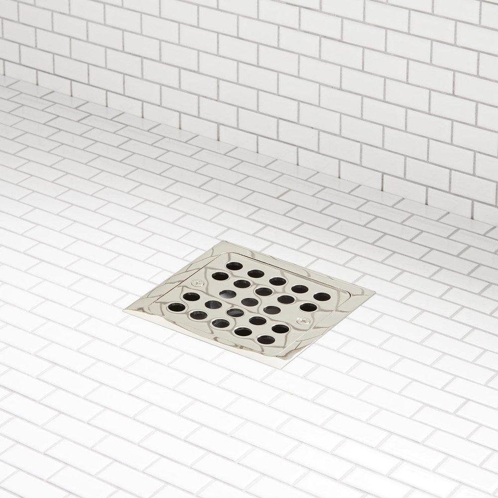 3-1/2 Round PVC Shower Drain with Stainless Steel Grid - 2 Drain | Signature Hardware 418113