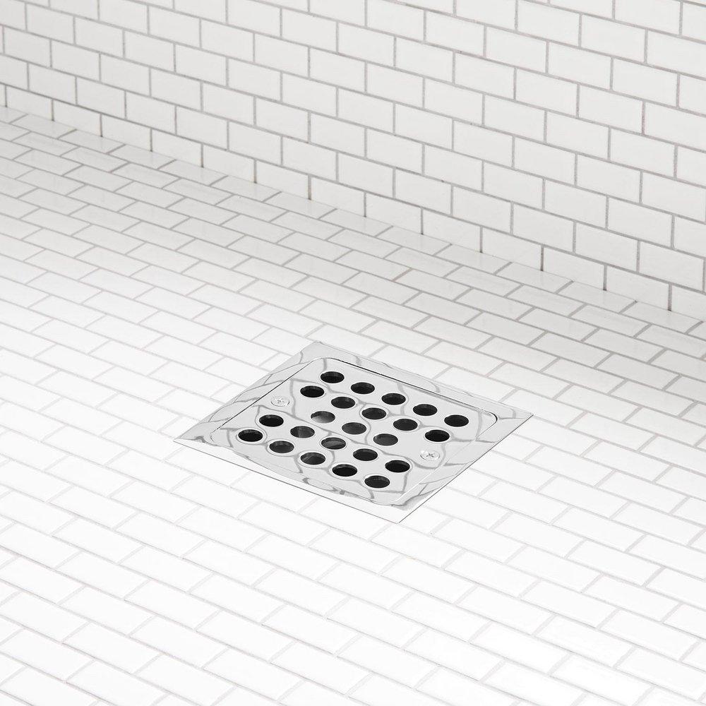 Signature Hardware Polished Chrome 4-1/2 in. Square Shower Drain 