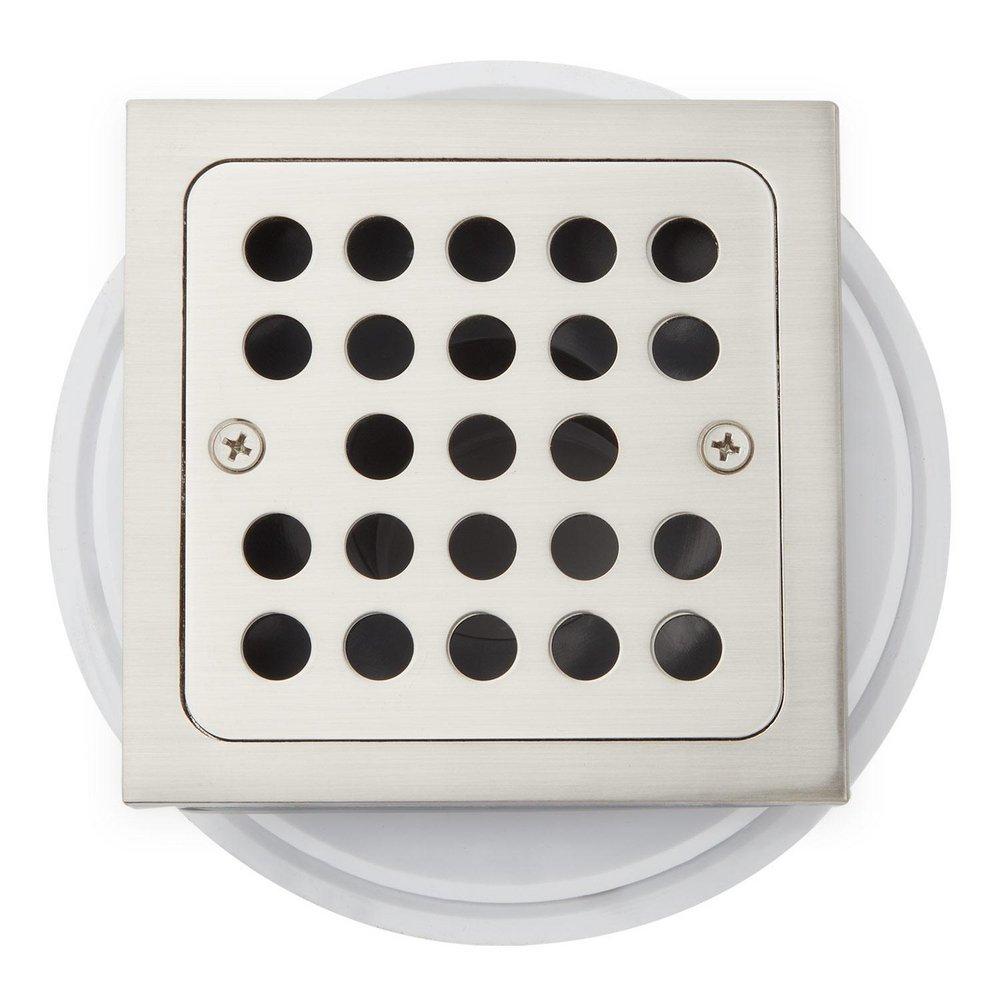 Signature Hardware Brushed Nickel 4-1/2 in. Square Shower Drain 