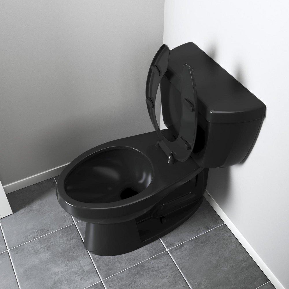 Jones Stephens Black Elongated Open Front Less Cover Toilet Seat 