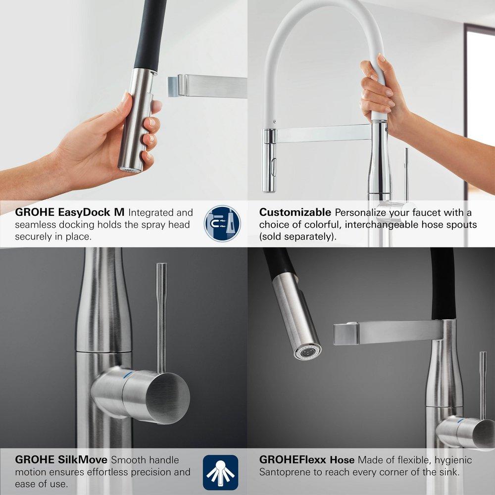 GROHE StarLight Chrome Single Handle Pull Out Kitchen Faucet 