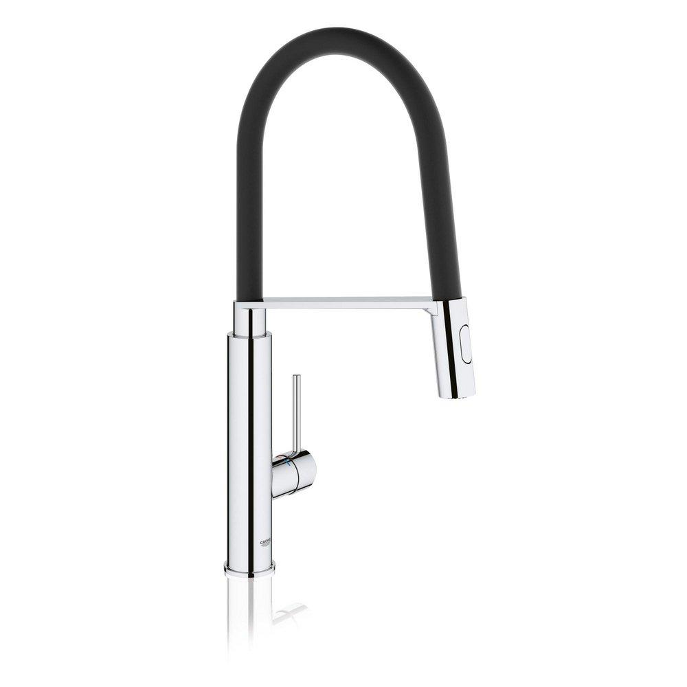 GROHE StarLight&reg; Chrome Single Handle Pull Out Kitchen Faucet 