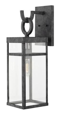 100W 1-Light Outdoor Wall Lantern in Aged Zinc