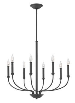 28 x 26 in. 60W 8-Light Candelabra E-12 Chandelier in Buckeye Bronze