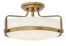 18 in. 100W 3-Light Medium E-26 Incandescent Semi-Flush Mount Ceiling Fixture in Heritage Brass