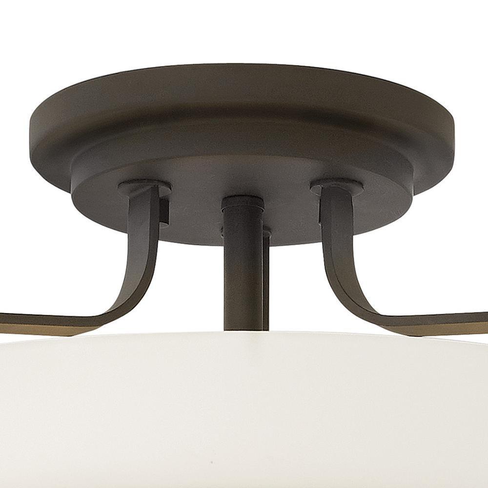 Hinkley Oil Rubbed Bronze 18 x 10 in. 300W 3-Light Medium E-26 Semi-Flush Mount Ceiling Fixture with Etched Opal Glass 