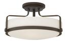 18 x 10 in. 300W 3-Light Medium E-26 Semi-Flush Mount Ceiling Fixture with Etched Opal Glass in Oil Rubbed Bronze