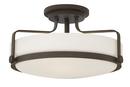Hinkley Oil Rubbed Bronze 18 x 10 in. 300W 3-Light Medium E-26 Semi-Flush Mount Ceiling Fixture with Etched Opal Glass 