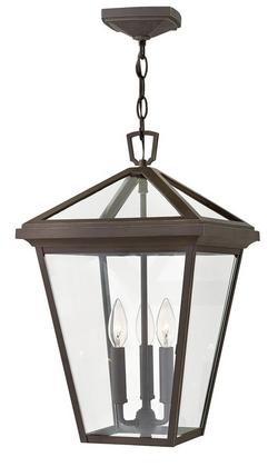 12 x 19-1/2 in. 180W 3-Light Ceiling Mount Candelabra E-12 Outdoor Pendant in Oil Rubbed Bronze