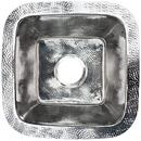 Linkasink Polished Stainless Steel 16-1/2 x 16-1/2 in. Drop-in and Undermount Hammered Copper Bar Sink 