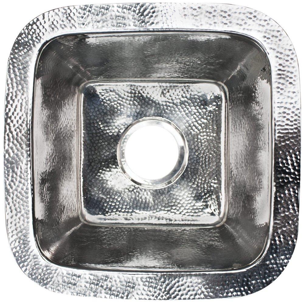 Linkasink Polished Stainless Steel 16-1/2 x 16-1/2 in. Drop-in and Undermount Hammered Copper Bar Sink 