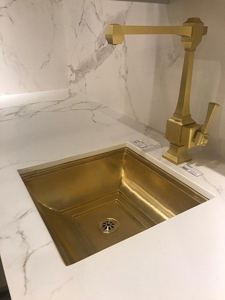 Linkasink Satin Unlacquered Brass 16 x 16 in. Drop-in and Undermount Metal Bar Sink 