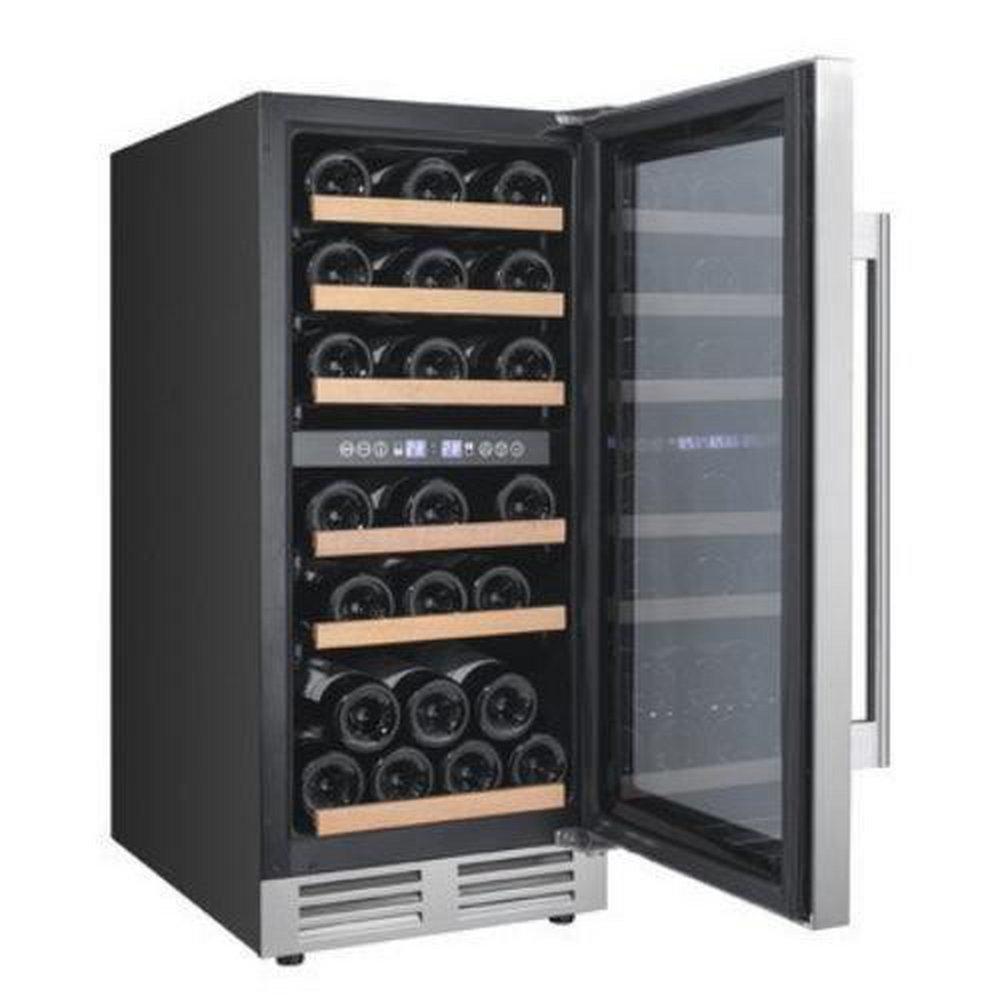Avanti Black/Stainless Steel 15 in. Built-in Wine Cooler with Reversible Hinge 