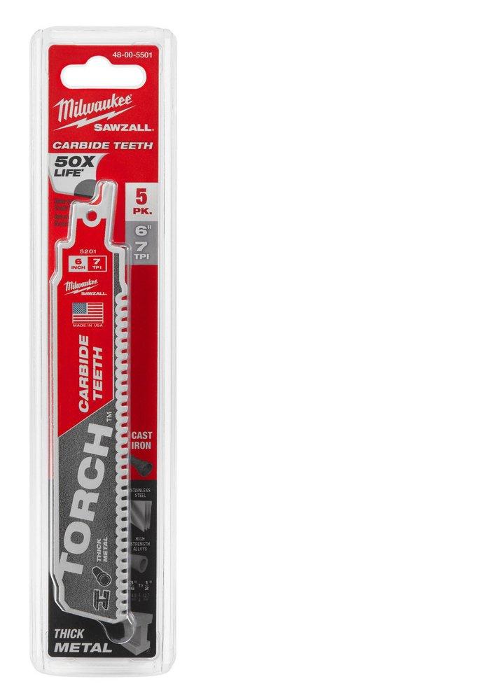 Milwaukee&reg; Silver 7 TPI Reciprocating Saw Blade 5 Pack 