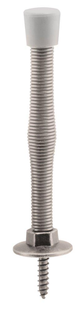 Satin Nickel 3 in. Steel Rubber Spring Door Stop in Satin Nickel 